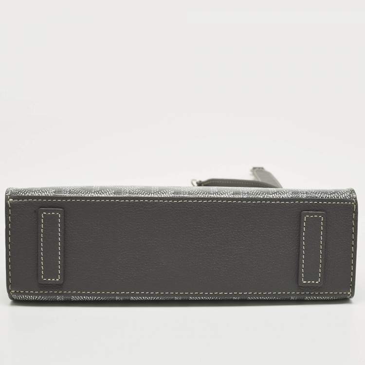 Pre Owned Goyard Rouette Structuré Mini Grey Goyardine Coated Canvas and Leather Crossbody Bag