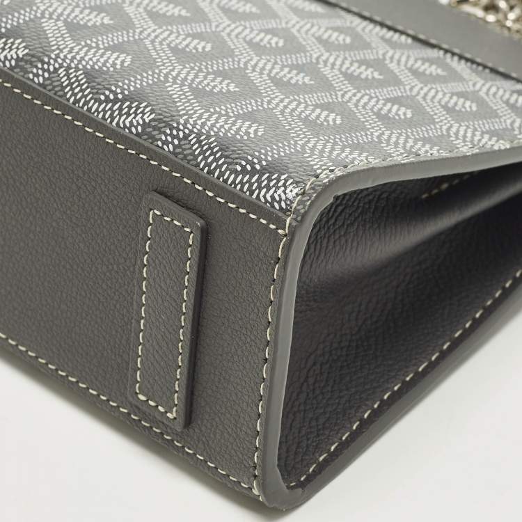 Pre Owned Goyard Rouette Structuré Mini Grey Goyardine Coated Canvas and Leather Crossbody Bag