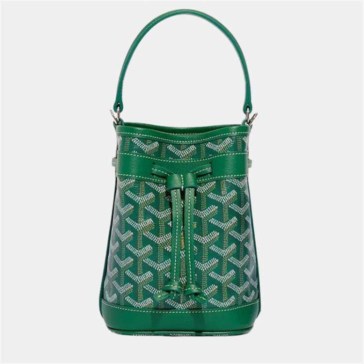Pre Owned Goyard Petit Flot Green Mini Bucket Bag