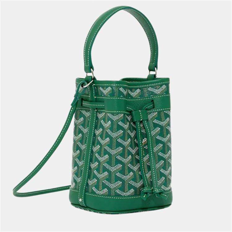 Pre Owned Goyard Petit Flot Green Mini Bucket Bag