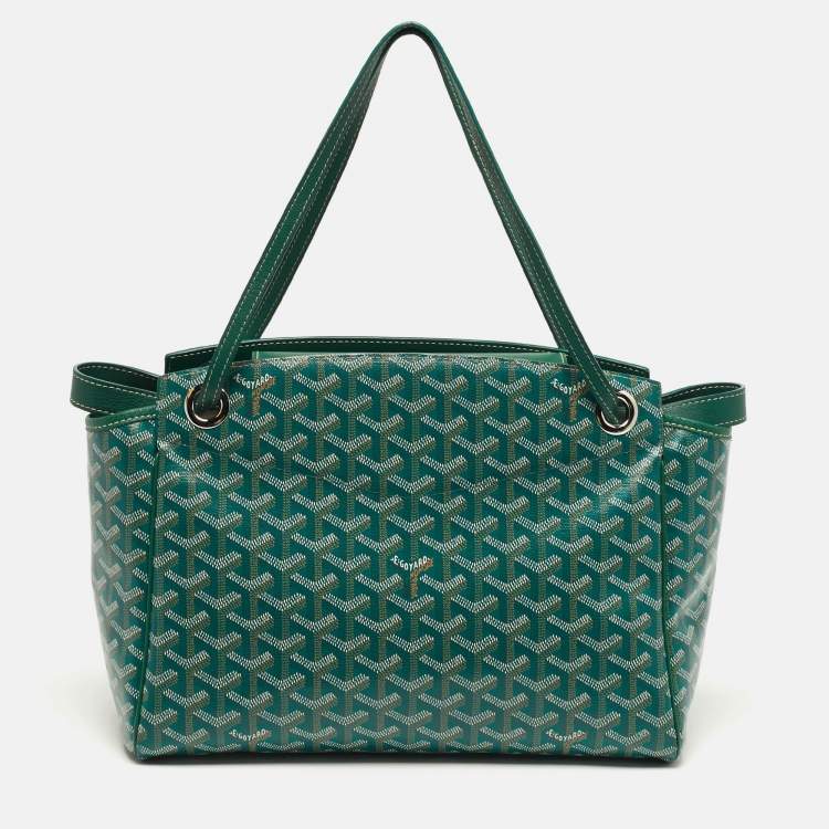 Pre Owned Goyard Rouette PM Green Goyardine Coated Canvas and Leather Bag
