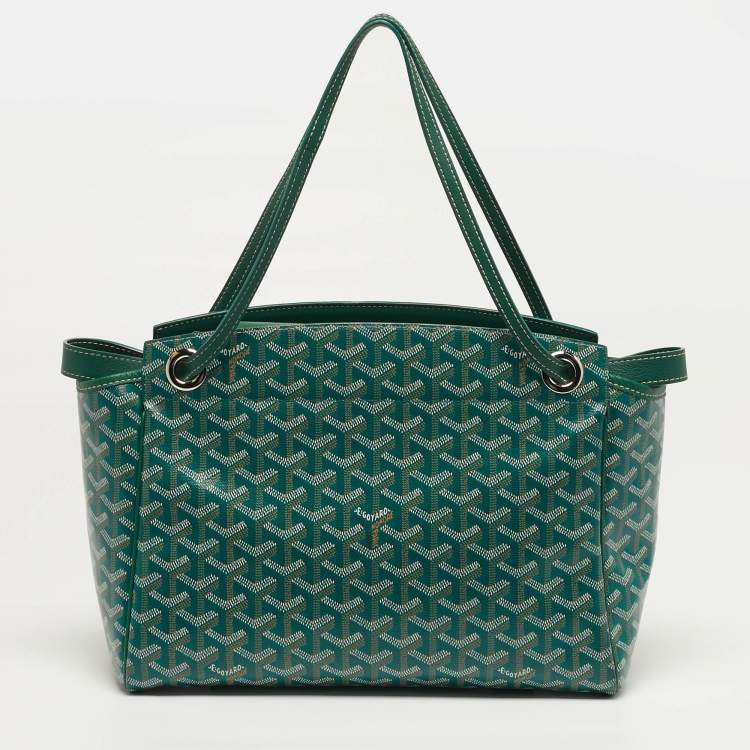 Pre Owned Goyard Rouette PM Green Goyardine Coated Canvas and Leather Bag