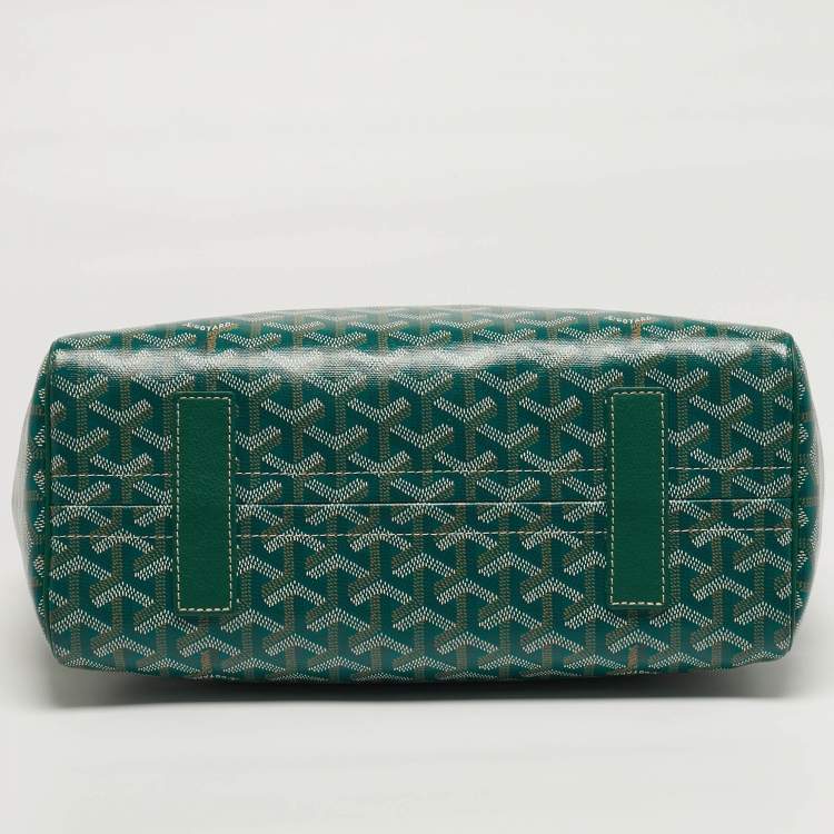 Pre Owned Goyard Rouette PM Green Goyardine Coated Canvas and Leather Bag