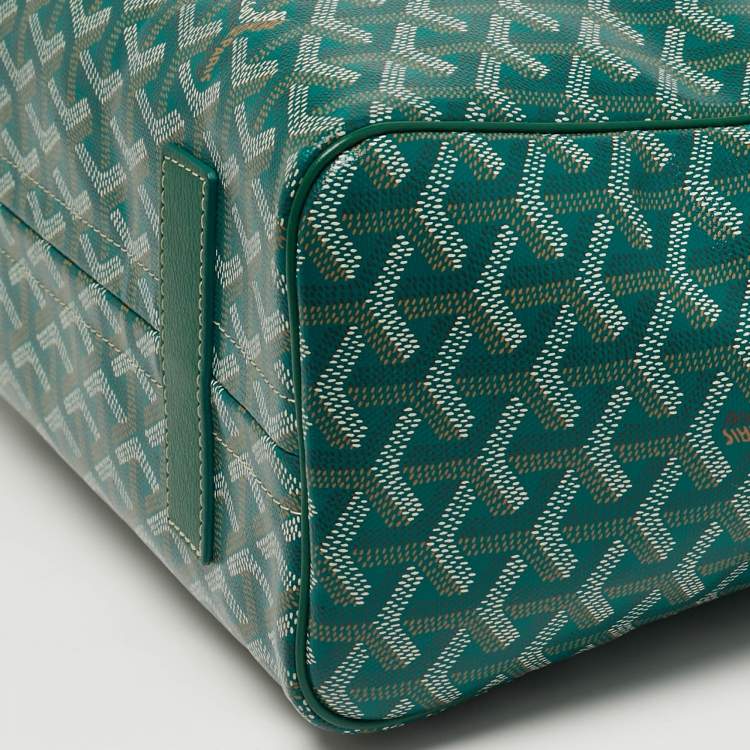 Pre Owned Goyard Rouette PM Green Goyardine Coated Canvas and Leather Bag