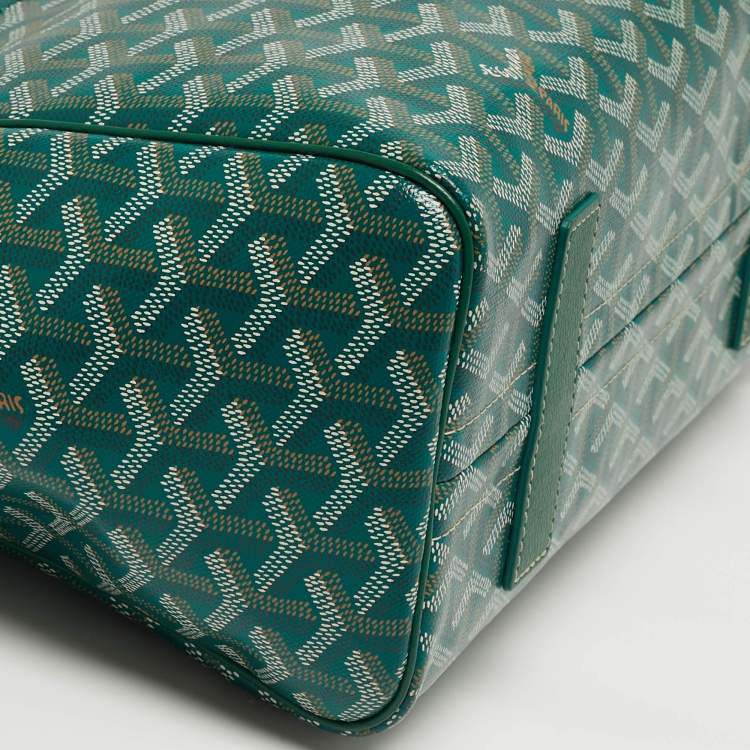 Pre Owned Goyard Rouette PM Green Goyardine Coated Canvas and Leather Bag