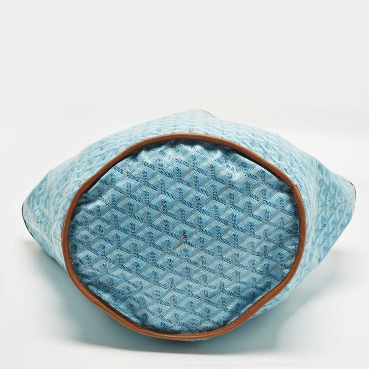 Pre Owned Goyard Belharra Turquoise Goyardine Coated Canvas and Leather Tote