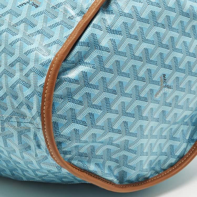 Pre Owned Goyard Belharra Turquoise Goyardine Coated Canvas and Leather Tote