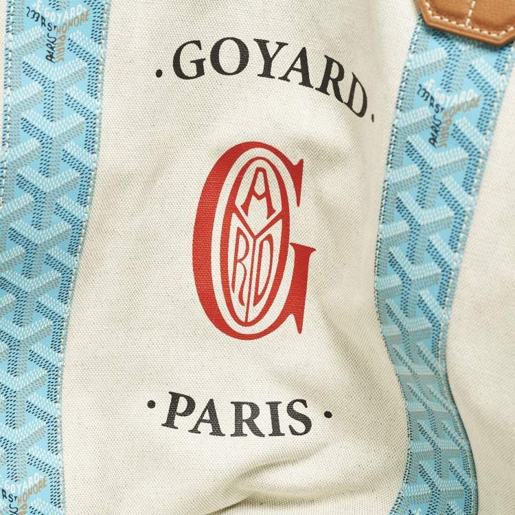 Pre Owned Goyard Belharra Turquoise Goyardine Coated Canvas and Leather Tote