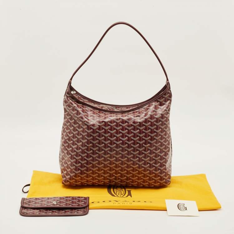 Pre Owned Goyard Boheme Burgundy Goyardine Coated Canvas and Leather Hobo