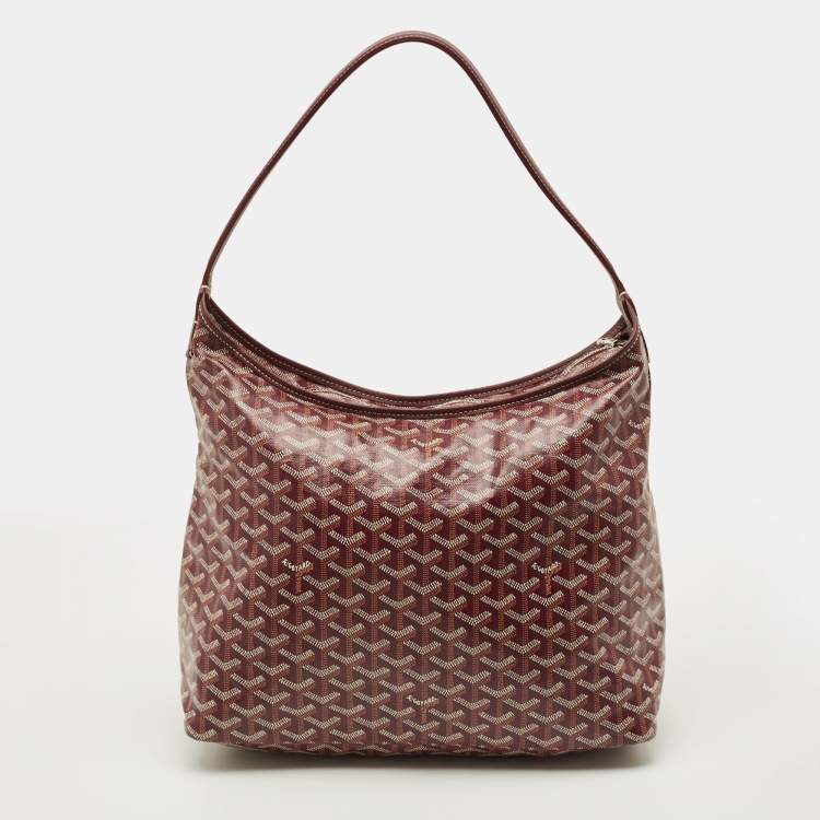 Pre Owned Goyard Boheme Burgundy Goyardine Coated Canvas and Leather Hobo