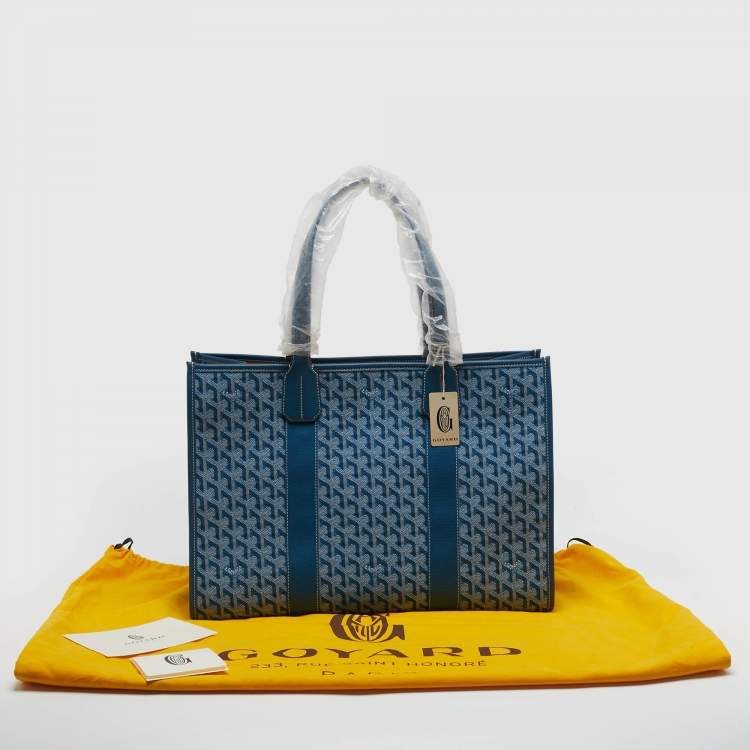 Pre Owned Goyard Villette MM Limited Edition Blue Goyardine Jacquard and Leather Tote