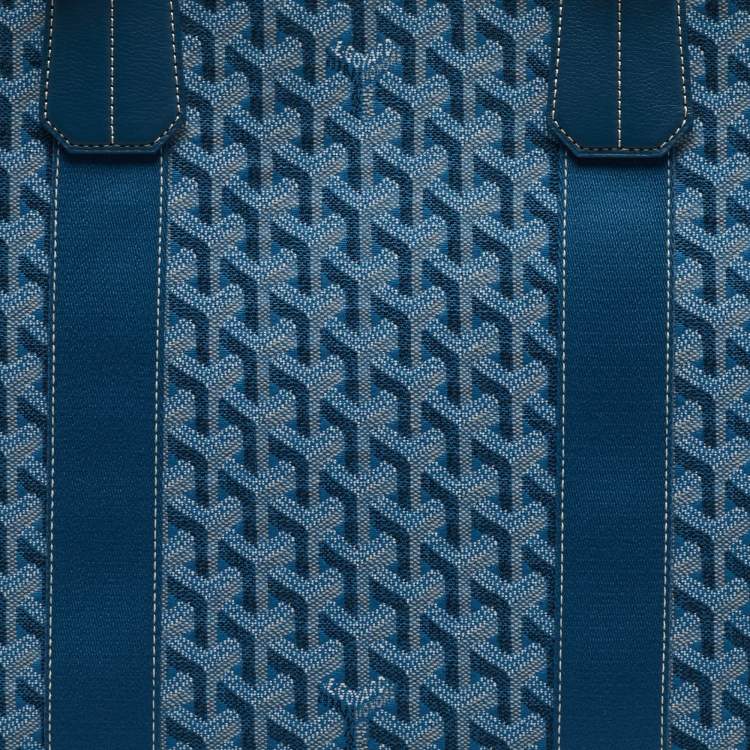 Pre Owned Goyard Villette MM Limited Edition Blue Goyardine Jacquard and Leather Tote