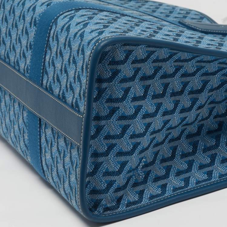 Pre Owned Goyard Villette MM Limited Edition Blue Goyardine Jacquard and Leather Tote