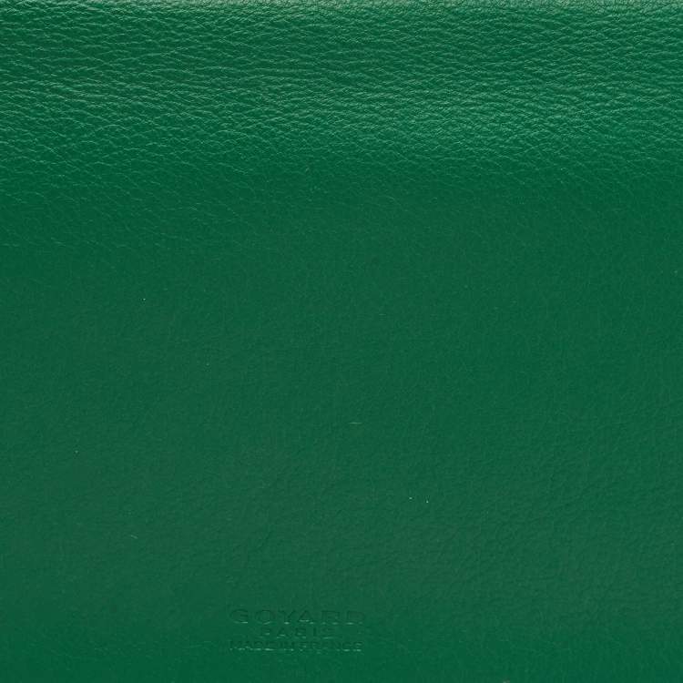 Pre Owned Goyard Sainte Marie MM Green Goyardine Coated Canvas and Leather Clutch