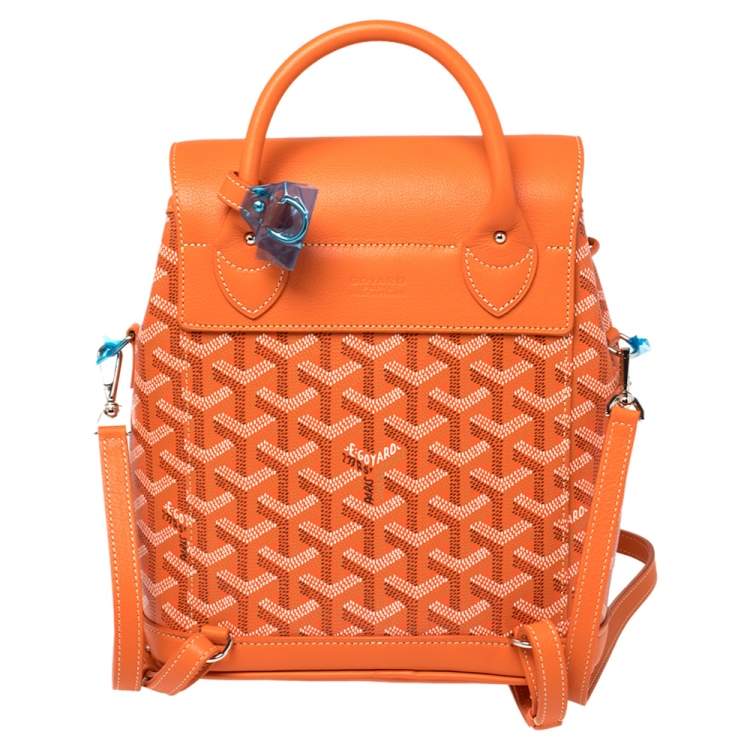 Pre Owned Goyard Orange Goyardine Coated Canvas and Leather Mini Alpin Backpack