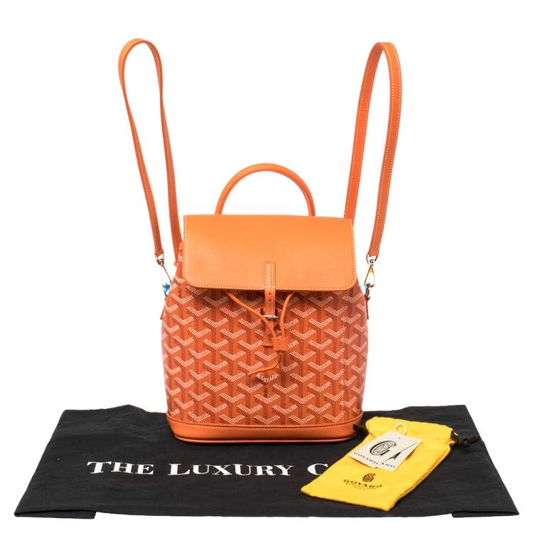 Pre Owned Goyard Orange Goyardine Coated Canvas and Leather Mini Alpin Backpack