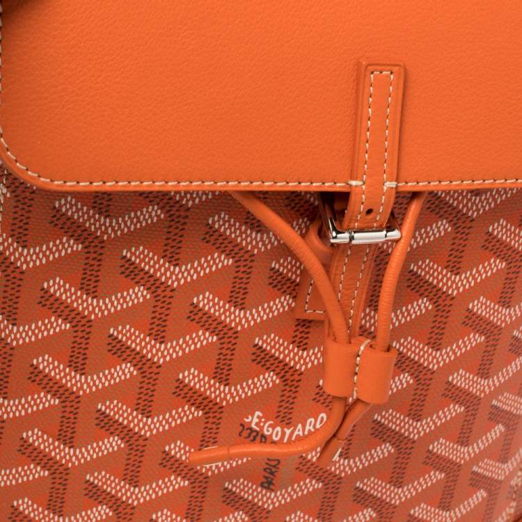 Pre Owned Goyard Orange Goyardine Coated Canvas and Leather Mini Alpin Backpack