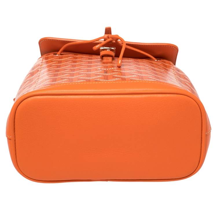 Pre Owned Goyard Orange Goyardine Coated Canvas and Leather Mini Alpin Backpack