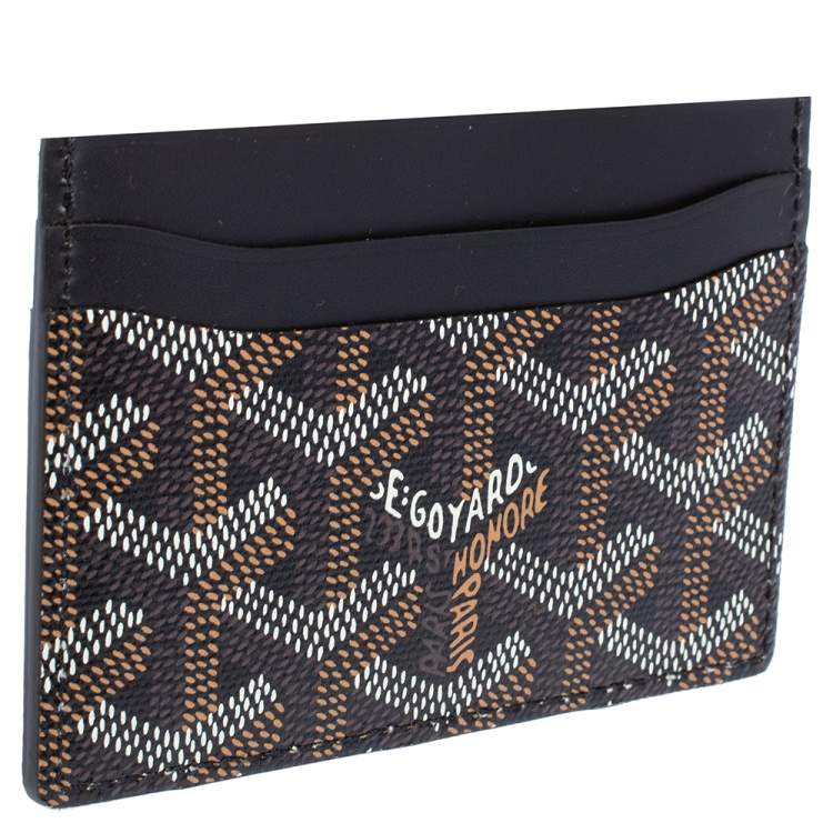 Pre Owned Goyard Black Goyardine Coated Canvas and Leather Saint Sulpice Card Holder