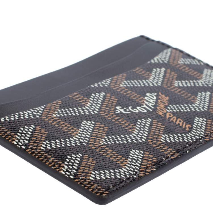 Pre Owned Goyard Black Goyardine Coated Canvas and Leather Saint Sulpice Card Holder