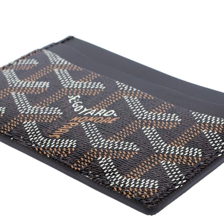 Pre Owned Goyard Black Goyardine Coated Canvas and Leather Saint Sulpice Card Holder