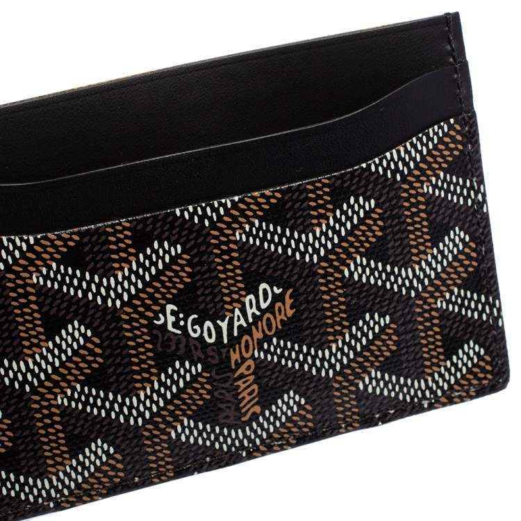 Pre Owned Goyard Black Goyardine Coated Canvas and Leather Saint Sulpice Card Holder