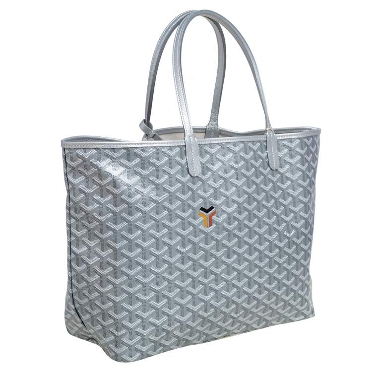 Pre Owned Goyard Silver Goyardine Coated Canvas St. Louis PM Tote 