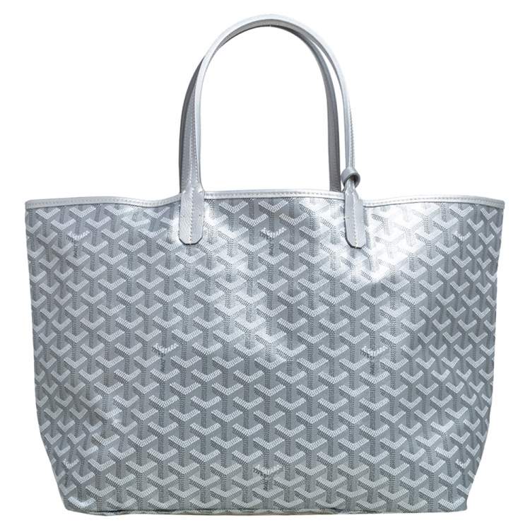 Pre Owned Goyard Silver Goyardine Coated Canvas St. Louis PM Tote 