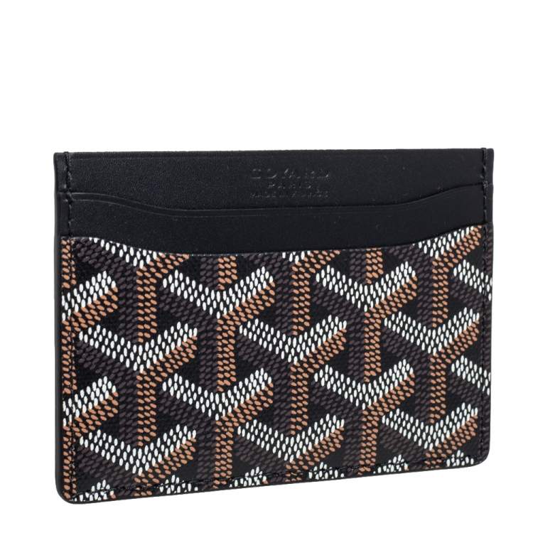 Pre Owned Goyard Black Goyardine Coated Canvas and Leather Saint Sulpice Card Holder