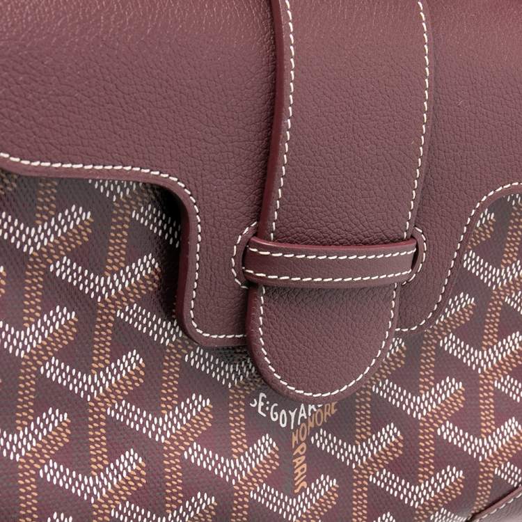 Pre Owned Goyard Burgundy Goyardine Canvas and Leather Mini Saigon Top Handle Bag