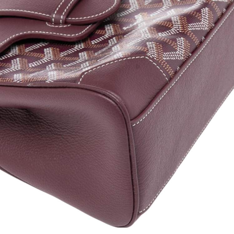 Pre Owned Goyard Burgundy Goyardine Canvas and Leather Mini Saigon Top Handle Bag
