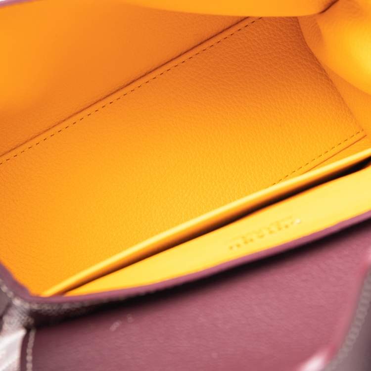 Pre Owned Goyard Burgundy Goyardine Canvas and Leather Mini Saigon Top Handle Bag