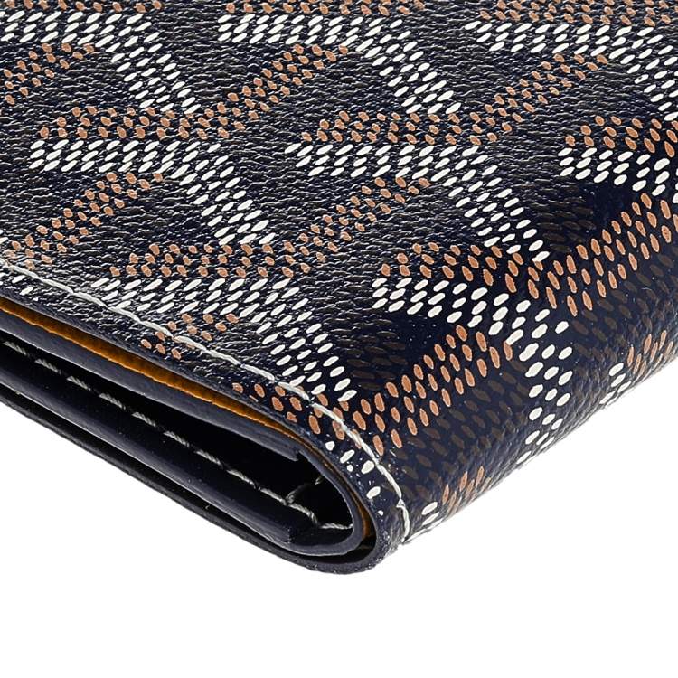 Pre Owned Goyard Navy Blue Goyardine Coated Canvas Bifold Card Holder