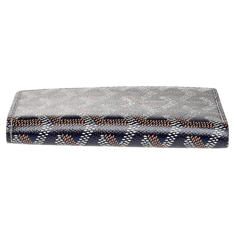 Pre Owned Goyard Navy Blue Goyardine Coated Canvas Bifold Card Holder