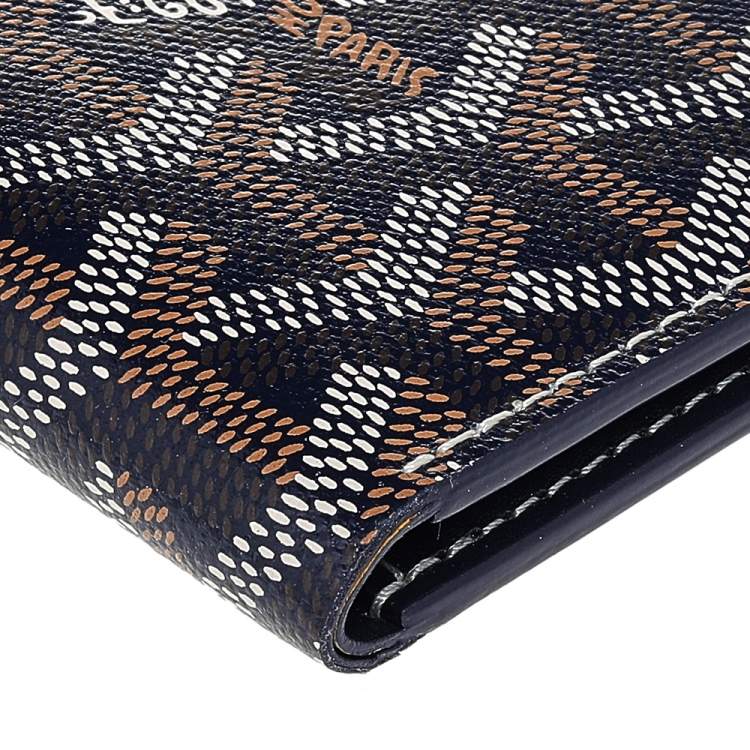 Pre Owned Goyard Navy Blue Goyardine Coated Canvas Bifold Card Holder