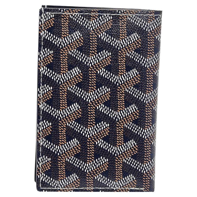 Pre Owned Goyard Navy Blue Goyardine Coated Canvas Bifold Card Holder