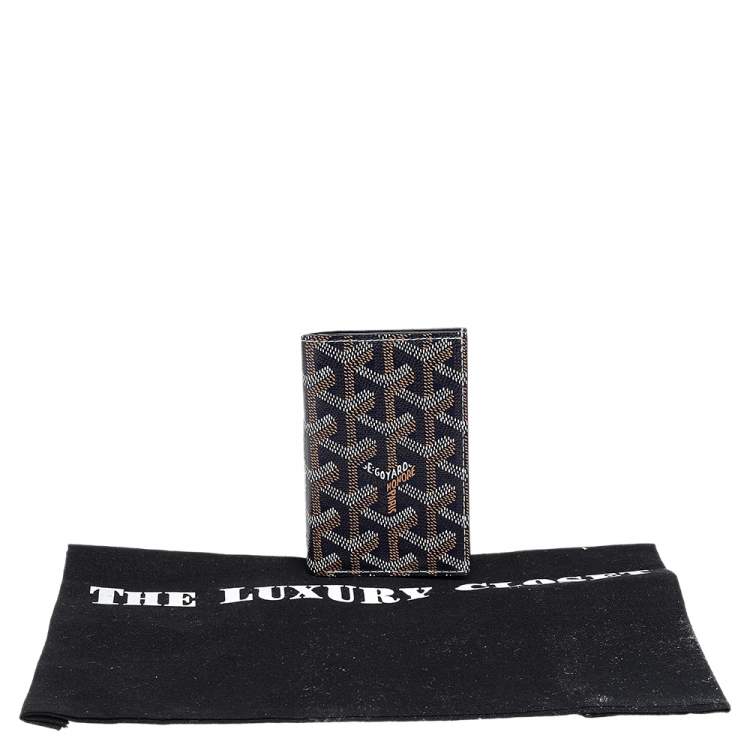 Pre Owned Goyard Navy Blue Goyardine Coated Canvas Bifold Card Holder