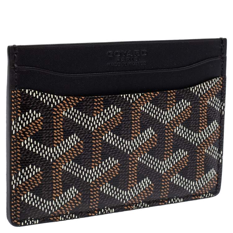 Pre Owned Goyard Black Goyardine Coated Canvas and Leather Saint Sulpice Card Holder