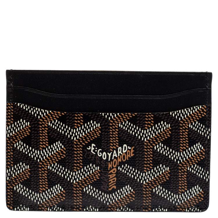 Pre Owned Goyard Black Goyardine Coated Canvas and Leather Saint Sulpice Card Holder