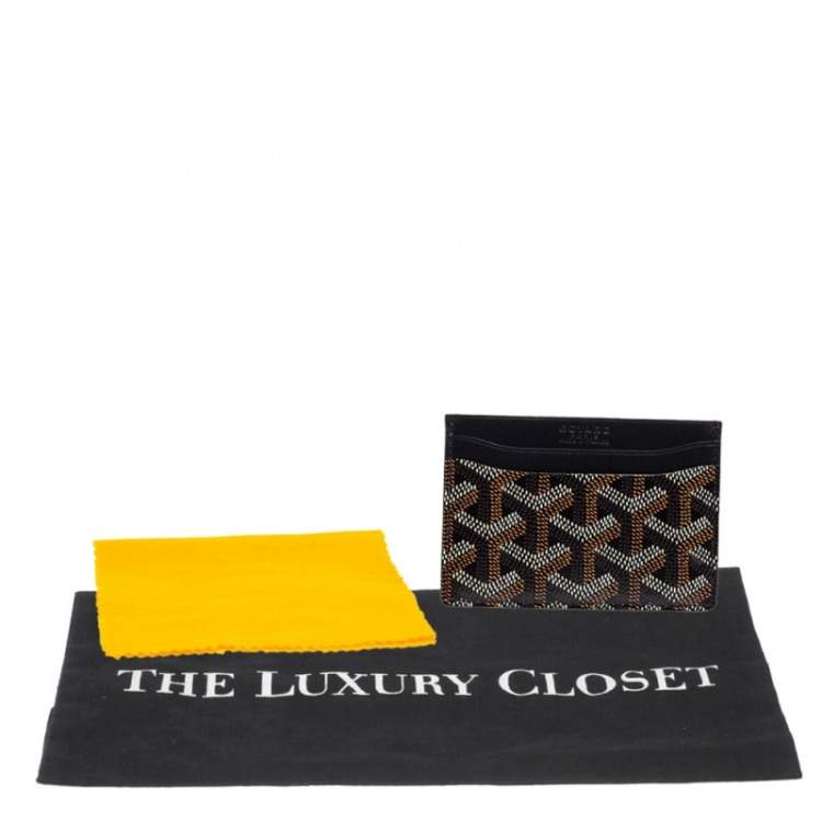Pre Owned Goyard Black Goyardine Coated Canvas and Leather Saint Sulpice Card Holder