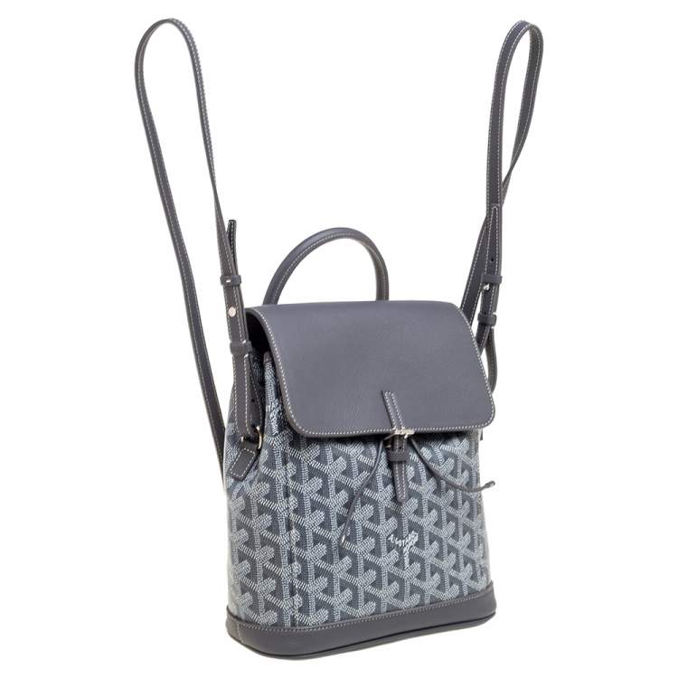 Pre Owned Goyard Grey Goyardine Coated Canvas And Leather Mini Alpin Backpack