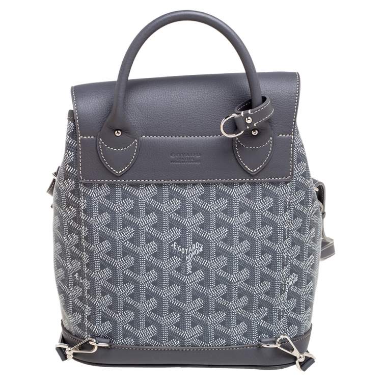 Pre Owned Goyard Grey Goyardine Coated Canvas And Leather Mini Alpin Backpack