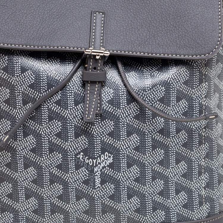 Pre Owned Goyard Grey Goyardine Coated Canvas And Leather Mini Alpin Backpack