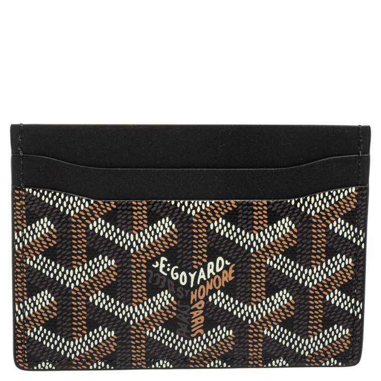Pre Owned Goyard Black Goyardine Coated Canvas and Leather Saint Sulpice Card Holder