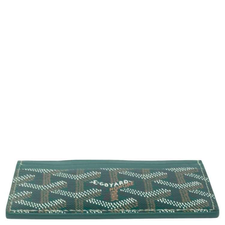 Pre Owned Goyard Green Goyardine Coated Canvas and Leather Saint Sulpice Card Holder