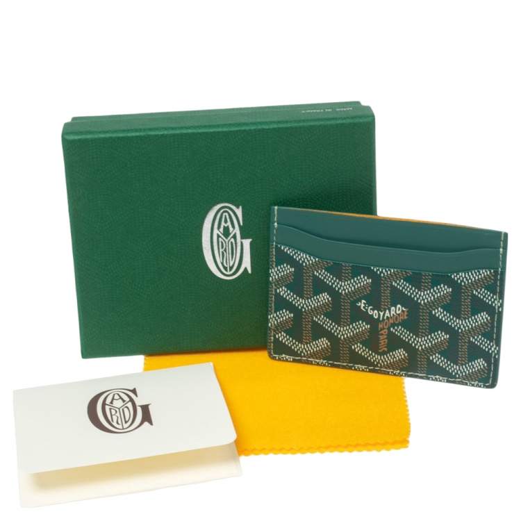 Pre Owned Goyard Green Goyardine Coated Canvas and Leather Saint Sulpice Card Holder