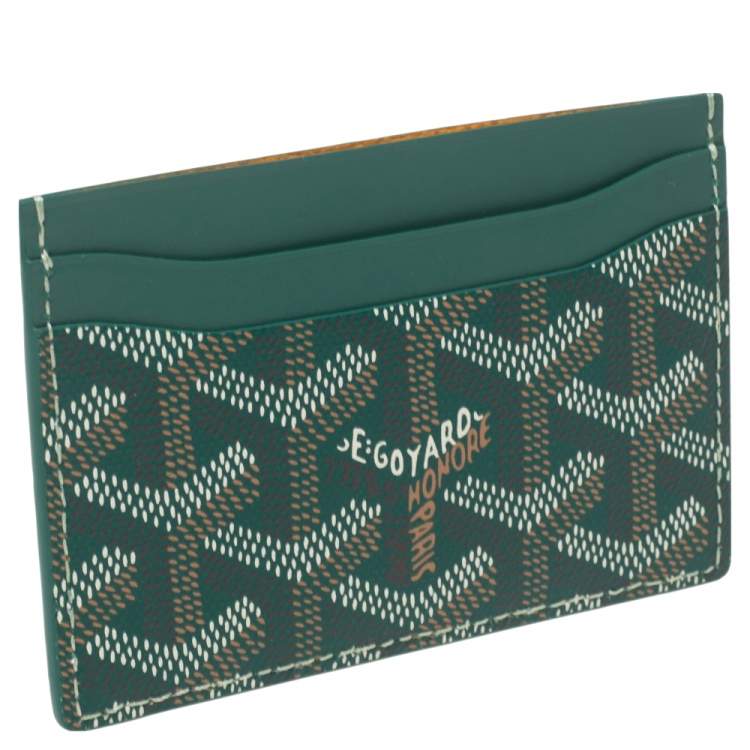 Pre Owned Goyard Green Goyardine Coated Canvas and Leather Saint Sulpice Card Holder