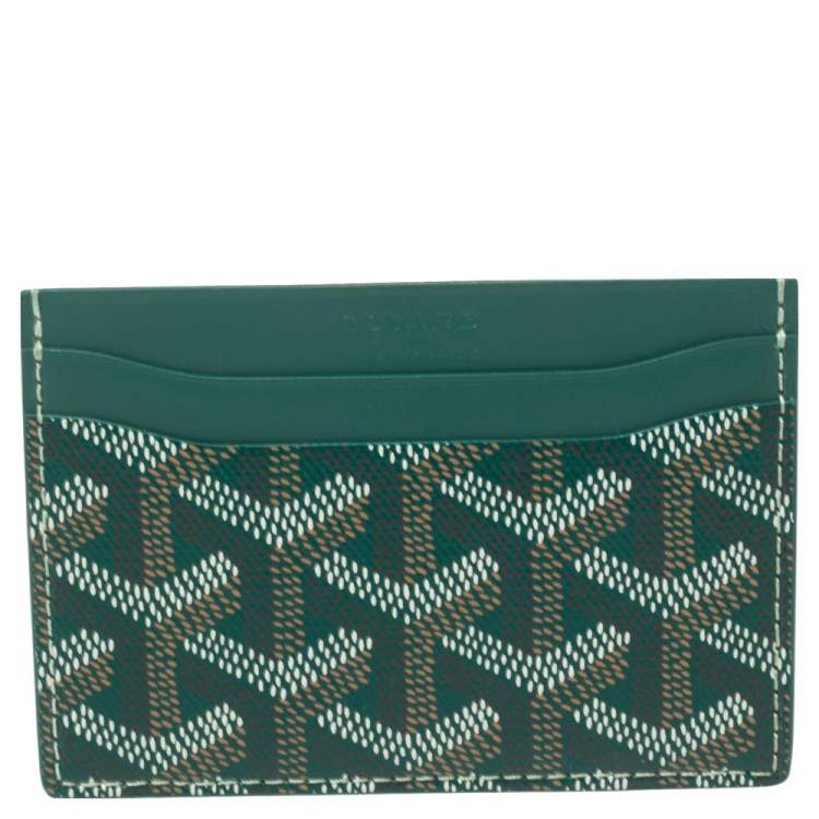 Pre Owned Goyard Green Goyardine Coated Canvas and Leather Saint Sulpice Card Holder