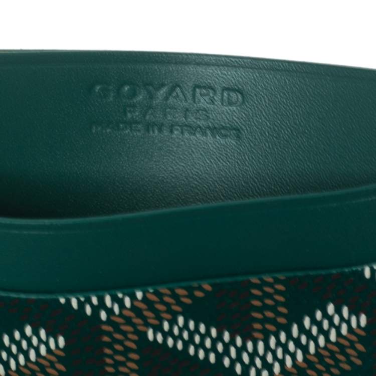Pre Owned Goyard Green Goyardine Coated Canvas and Leather Saint Sulpice Card Holder