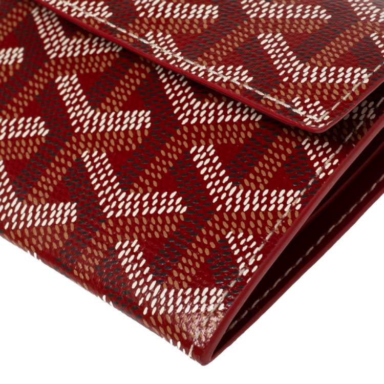 Pre Owned Goyard Red Goyardine Coated Canvas and Leather Marigny Wallet